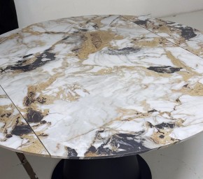Стол TERAMO 135 GLOSS GRAND JADE SOLID CERAMIC, керамика, поворотн.механизм / Черный каркас, ®DISAUR в Режи - rezh.mebel24.online | фото 4