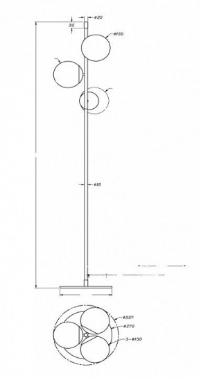 Торшер Maytoni Nostalgia MOD048FL-03G в Режи - rezh.mebel24.online | фото 3