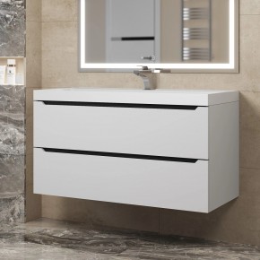 Тумба под раковину Uperwood Tanos 100 см, подвесная, белая/графит в Режи - rezh.mebel24.online | фото