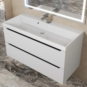 Тумба под раковину Uperwood Tanos 100 см, подвесная, белая/графит в Режи - rezh.mebel24.online | фото 10