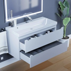 Тумба под раковину Uperwood Tanos 100 см, подвесная, белая матовая в Режи - rezh.mebel24.online | фото 9
