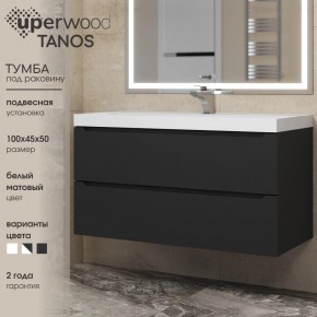 Тумба под раковину Uperwood Tanos 100 см, подвесная, черная матовая в Режи - rezh.mebel24.online | фото 3