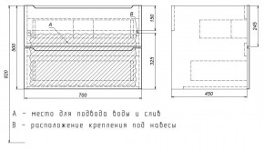 Тумба под раковину Uperwood Tanos 70 см, подвесная, белая/графит в Режи - rezh.mebel24.online | фото 7
