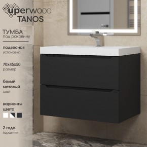 Тумба под раковину Uperwood Tanos 70 см, подвесная, черная матовая в Режи - rezh.mebel24.online | фото 3