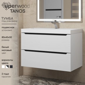 Тумба под раковину Uperwood Tanos 80 см, подвесная, белая/графит в Режи - rezh.mebel24.online | фото 3