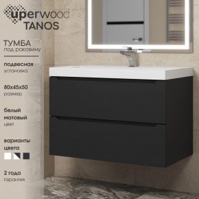 Тумба под раковину Uperwood Tanos 80 см, подвесная, черная матовая в Режи - rezh.mebel24.online | фото 3
