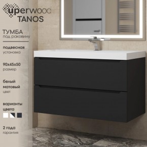 Тумба под раковину Uperwood Tanos 90 см, подвесная, черная матовая в Режи - rezh.mebel24.online | фото 3