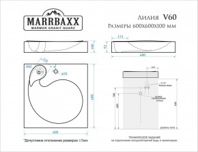 Умывальник над стиральной машиной (600*600х100) Лилия V60 (белый) с кронштейном без сифона (V60) в Режи - rezh.mebel24.online | фото 2