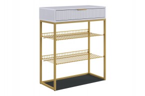 ВЕЛЬВЕТ Обувница (белое дерево/белый матовый/золото) в Режи - rezh.mebel24.online | фото
