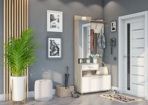 ГРАФ Вешалка с зеркалом ЛЕВОЕ исполнение (перламутр) в Режи - rezh.mebel24.online | фото 2